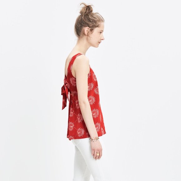 NWOT Madewell Silk Lookout Bow-Back Top - Picture 2 of 3